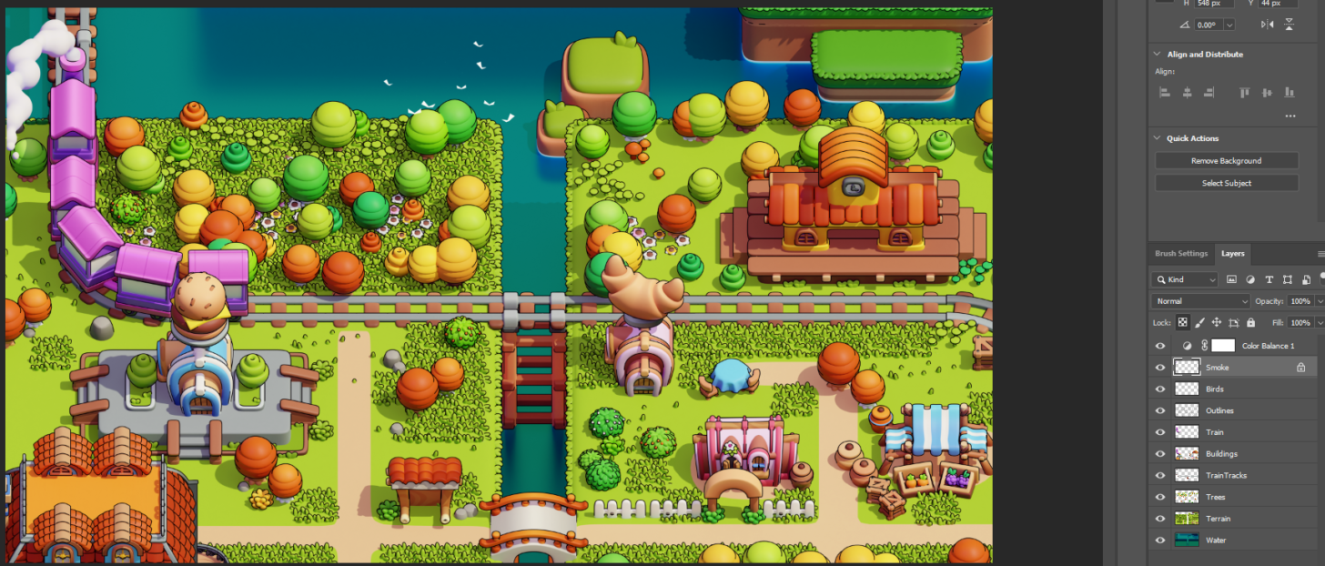 Blender制作游戏像素风格小城镇-分层渲染图来自于Blender渲染